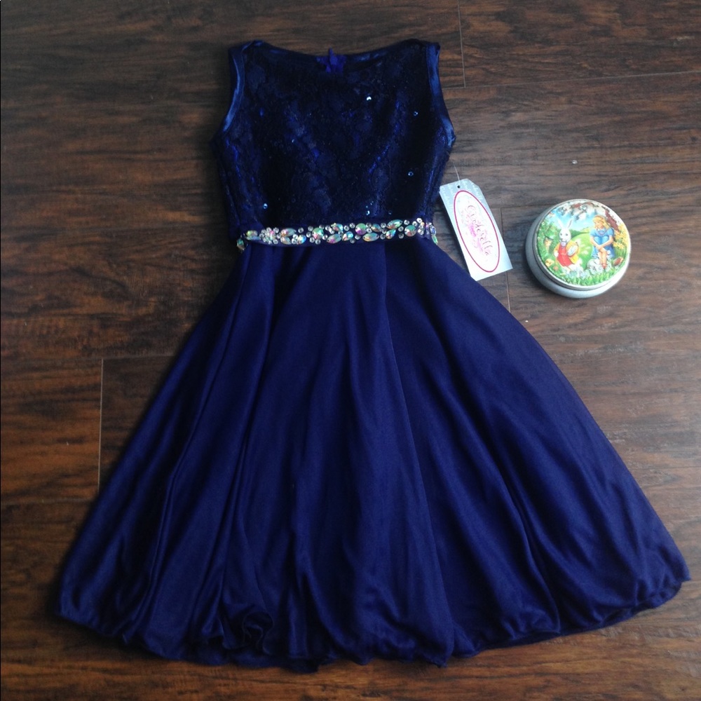 🌼Cinderella Couture Navy Blue Flower Girl Dress🌷